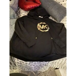Michael kors MK plus size 3xl sequin circle logo hooded short/top